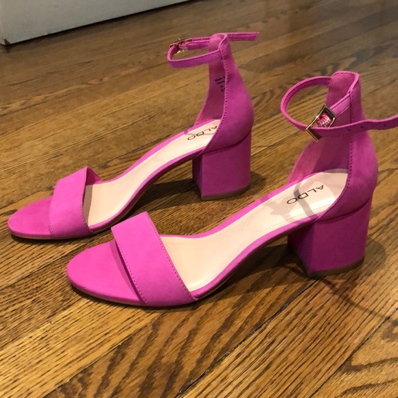 ALDO Villarosa Suede Pink Low Sandal Heel - Picture 5 of 8